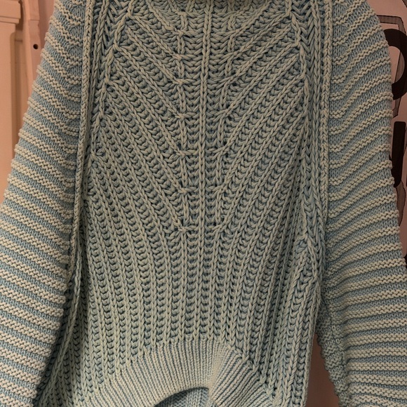 Free People Damien Sweetheart Sweater Women's Blue Cable Knit Sweater - Picture 3 of 4